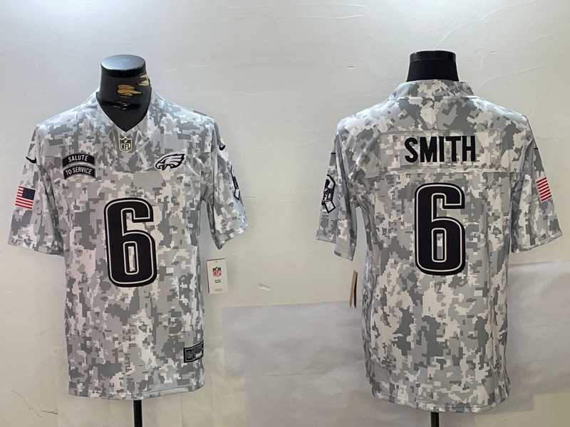 Men%27s Philadelphia Eagles #6 DeVonta Smith Arctic Camo 2024 FUSE Salute to Service Limited Stitched Jersey Dzhi